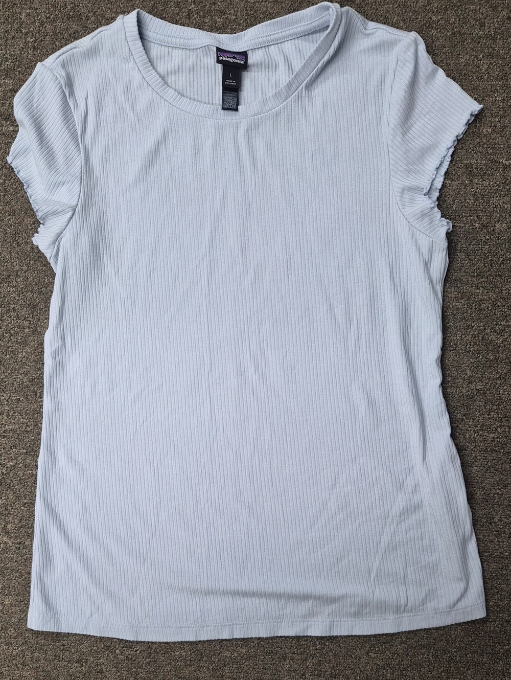 Patagonia Pale Blue Ribbed Short Sleeve Tee